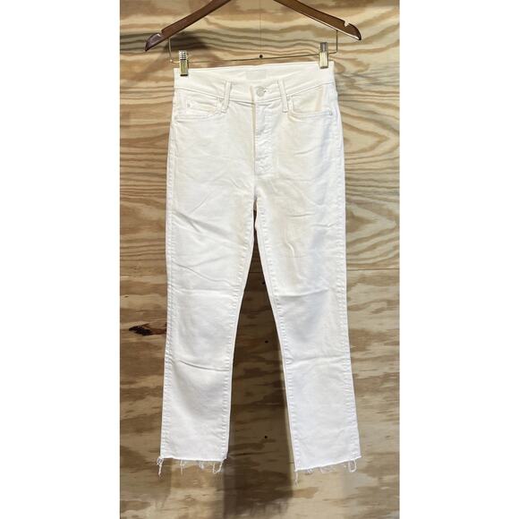 MOTHER Denim - Mother The Rascal Crop Fray Jeans in Cream Puffs Women’s Size 25 Ivory Stretch